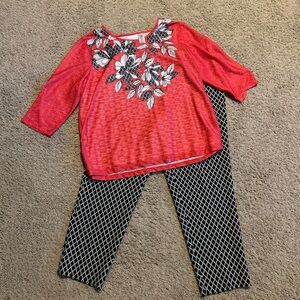 EUC Alfred Dunner set, top sz XL, pants size 18 short (approximate 26.5" inseam)